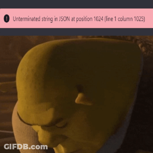 Shrek Looking At JSON Error Screen GIF