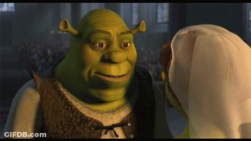 Shrek Looking At Woman In White Dress GIF