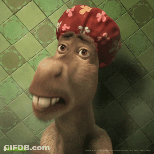 Shrek Meme Screaming Donkey Scared Shower Cap GIF