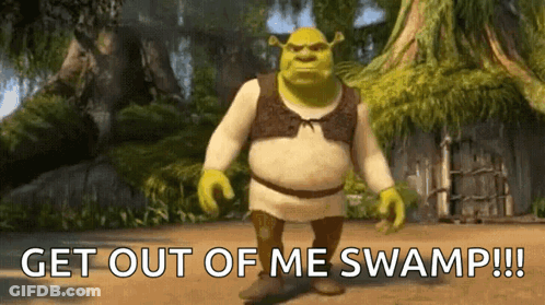 Shrek Says Get Out Of Me Swamp While Standing In The Woods GIF
