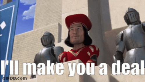 Shrek Says I'll Make You A Deal In Front Of Castle GIF