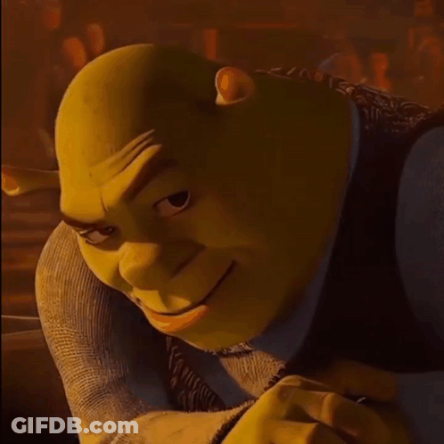 Shrek Smiling And Looking Down GIF