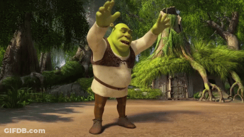 Shrek Standing In Forest With Arms Up GIF