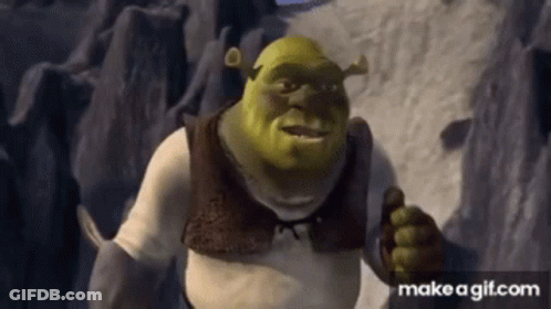 Shrek Standing On Mountain Holding Sword GIF