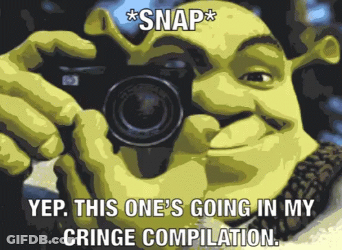 Shrek Taking Photo Snap Yep Cringe Compilation GIF
