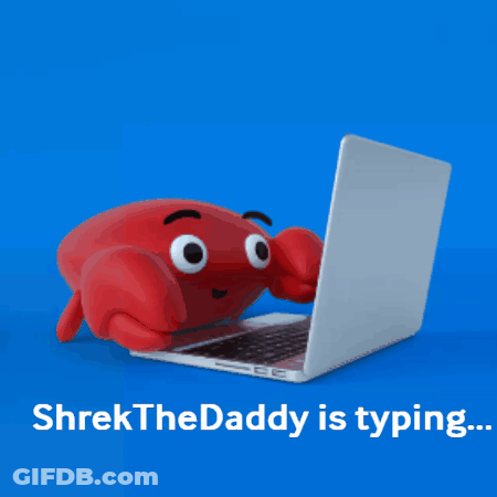 Shrek Typing With Crab On Laptop GIF