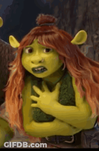 Shrek Wearing Wig Holding Chest GIF