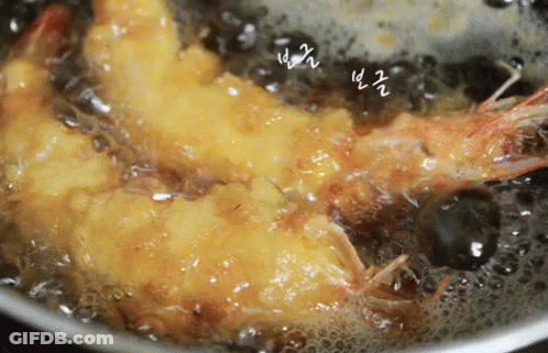 Shrimp Being Cooked In Oil GIF