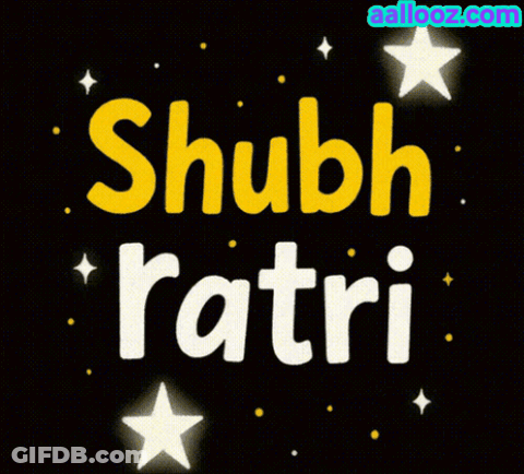 Shubh Ratri Yellow Text Black Stars GIF