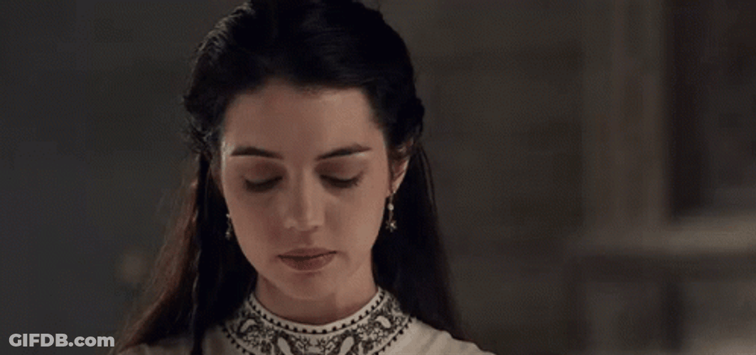 Shy Adelaide Kane Looking Up GIF