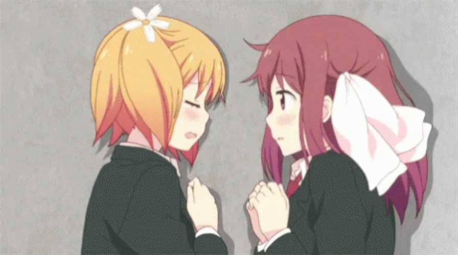 Shy Anime Kiss Sakura Trick GIF