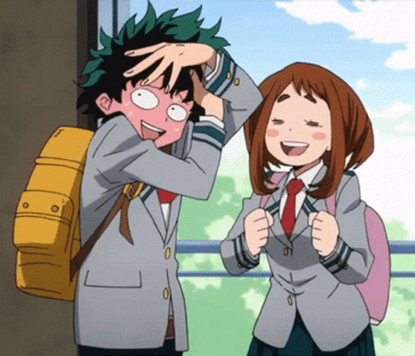 Shy Deku With Uraraka GIF