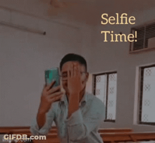 Shy Man Selfie Time GIF