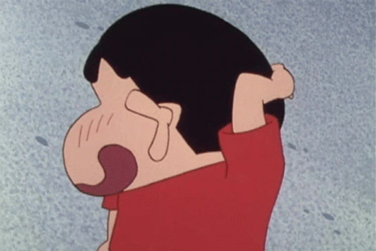 Shy Shin Chan Scratching His Head GIF