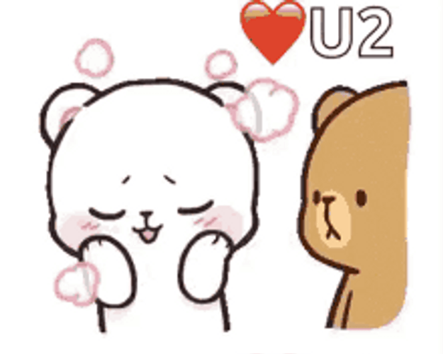 Shy White Bear Cartoon Funny Love GIF