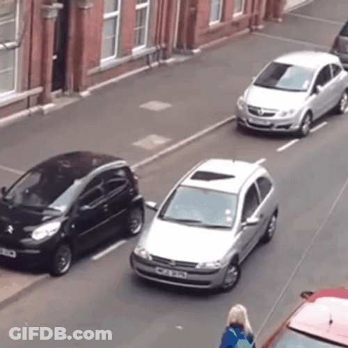 Side Street Slow Motion Parallel Parking GIF