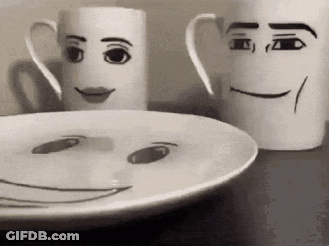 Sigma Face Plate And Mugs Meme GIF