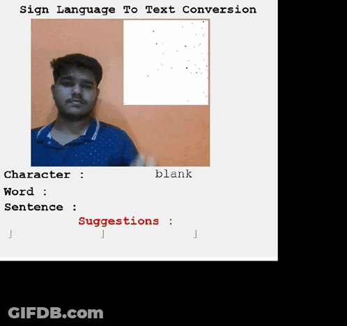 Sign Language To Text Conversion With Man's Hand GIF