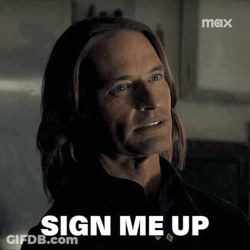 Sign Me Up Long Haired Man Max Logo GIF