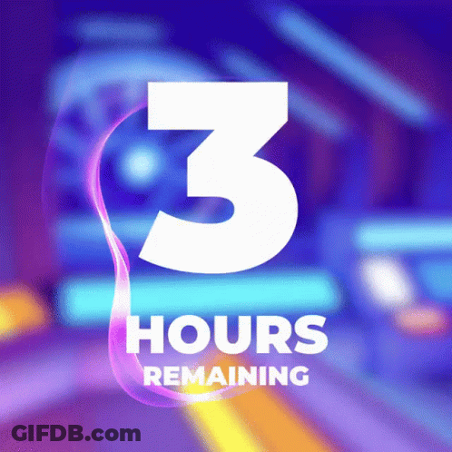 Sign Saying 3 Hours Remaining Blue Background GIF