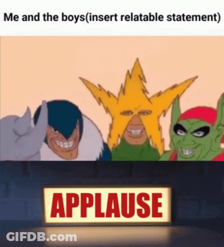 Sign Saying Applause In Front Of Cartoon Characters GIF