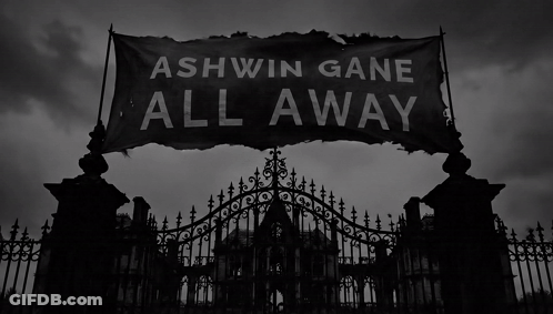 Sign Saying Ashwin Gane All Away Above Gate GIF