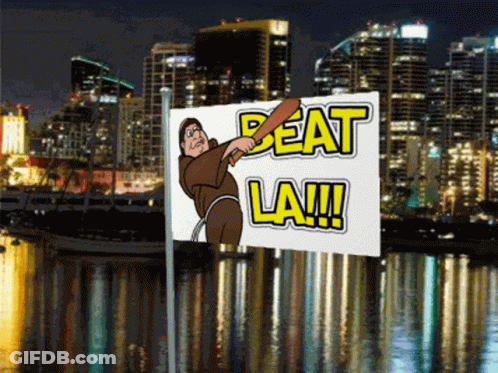 Sign Saying Beat Law With Cartoon Monk GIF