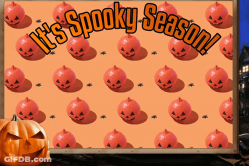 Sign Saying It's Spooky Season With Pumpkins GIF