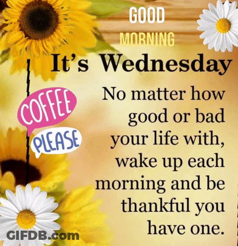 Sign Saying It's Wednesday With Flowers GIF