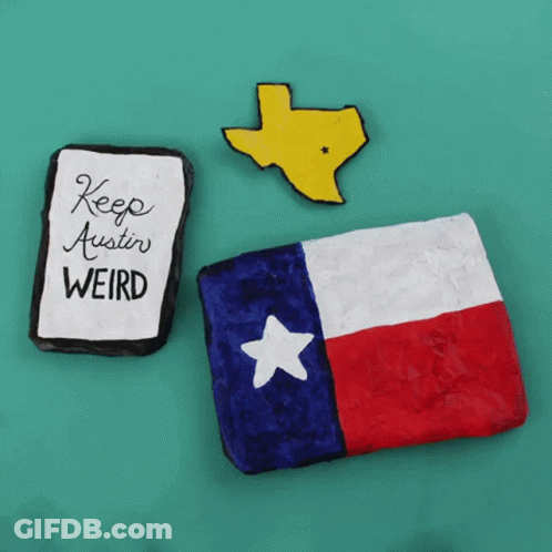 Sign Saying Keep Austin Weird With Texas Map GIF