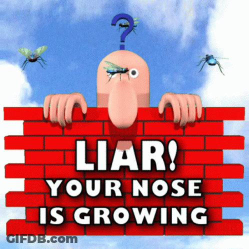 Sign Saying Liar Your Nose Is Growing GIF