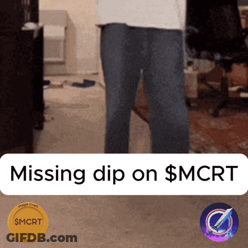Sign Saying Missing Dip On $ MCRT With Gold Coin GIF