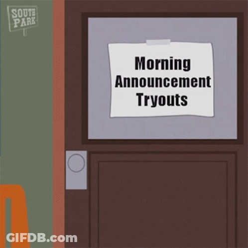 Sign Saying Morning Announcement Tryouts GIF