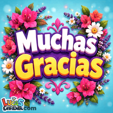Sign Saying Muchas Gracias With Flowers GIF