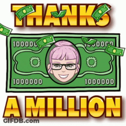 Sign Saying Thanks A Million With Woman GIF
