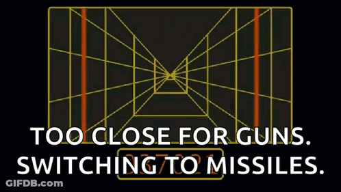 Sign Saying Too Close For Guns Switching To Missiles GIF