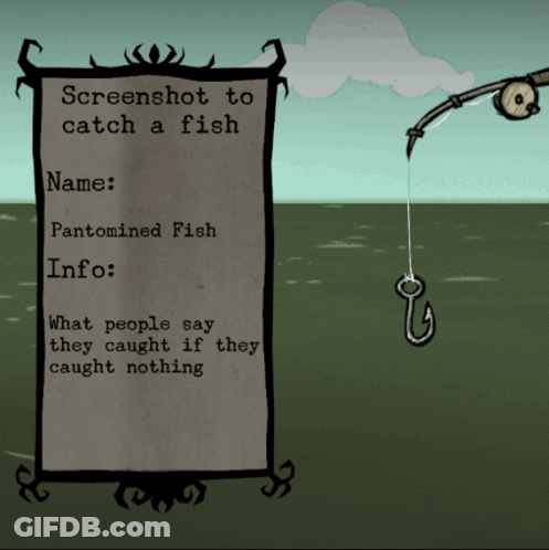 Sign Says Screenshot To Catch A Fish With Fishing Hook GIF