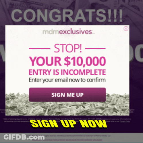 Sign Up Page For Mdmexclusives With Pile Of Money GIF