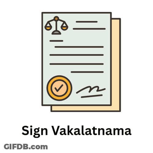 Sign With Scales Of Justice And Check Mark GIF