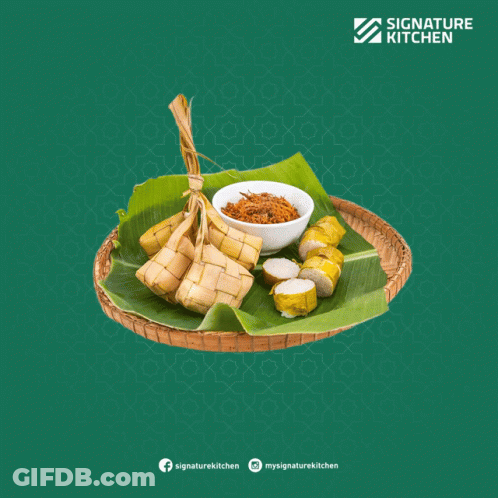 Signature Kitchen Tray Of Food On Banana Leaf GIF