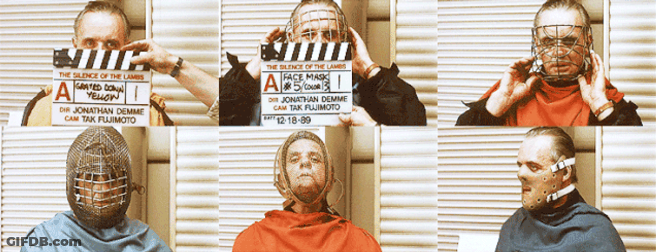 Silence Of The Lambs Actor Trying Masks GIF