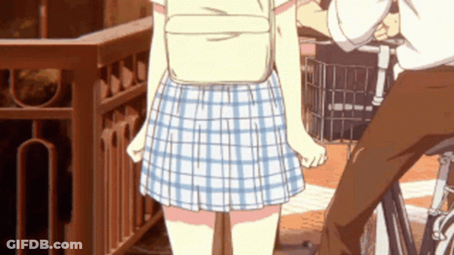 Silent Voice Nishimiya Holding Skirt GIF