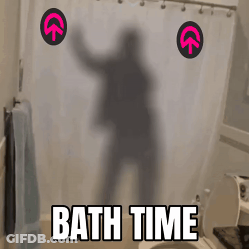 Silhouette Behind Shower Curtain Bath Time GIF
