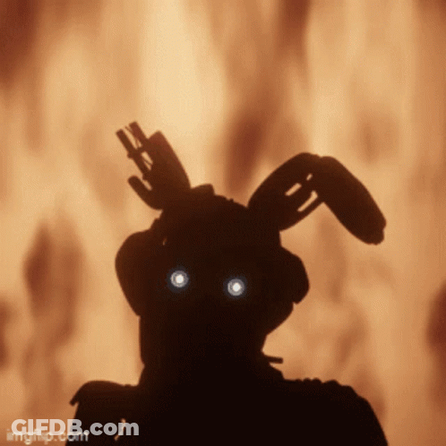 Silhouette Bunny Glowing Eyes Fire Background GIF