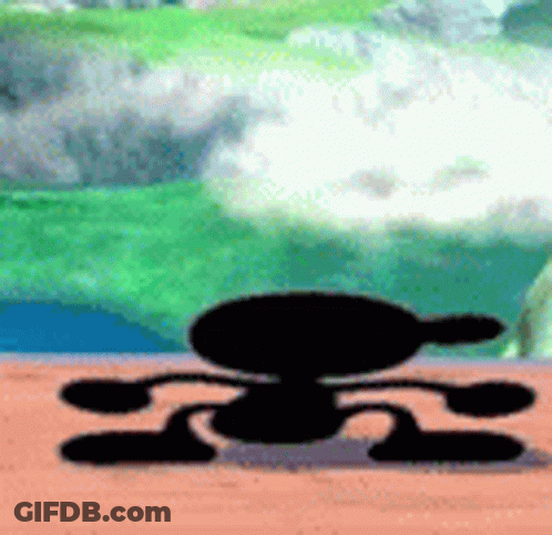 Silhouette Cartoon Character On Table By Green Field GIF