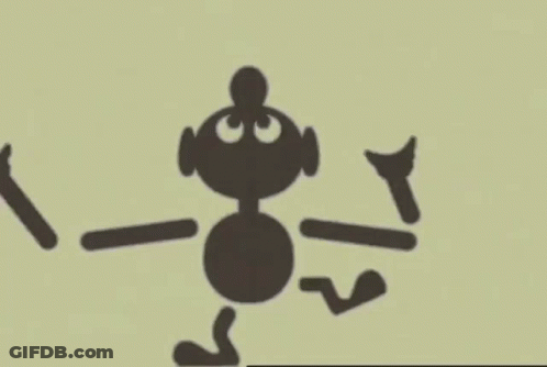 Silhouette Cartoon Character With Sword And Hammer GIF