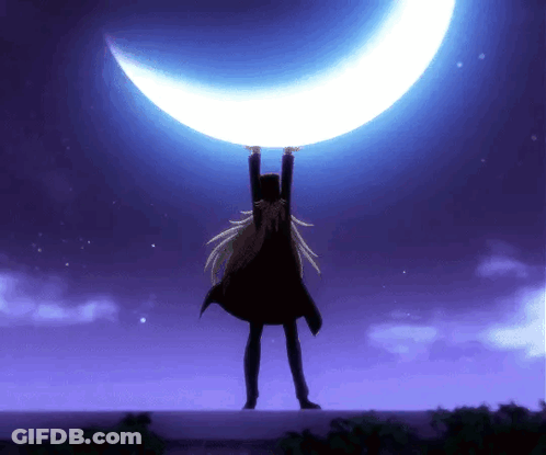 Silhouette Holding Crescent Moon GIF