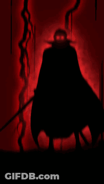 Silhouette Holding Sword In Dark Room GIF
