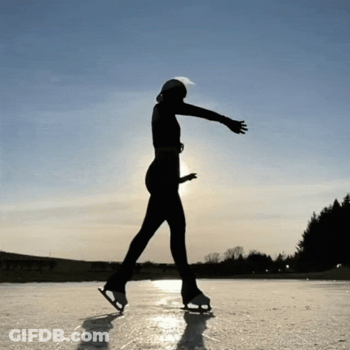 Silhouette Ice Skating On Sunny Day GIF