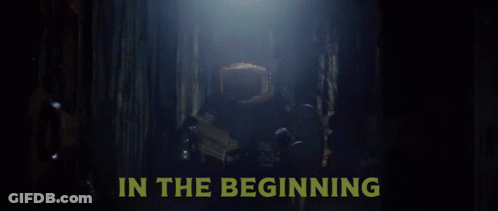 Silhouette In Cave Saying In The Beginning GIF